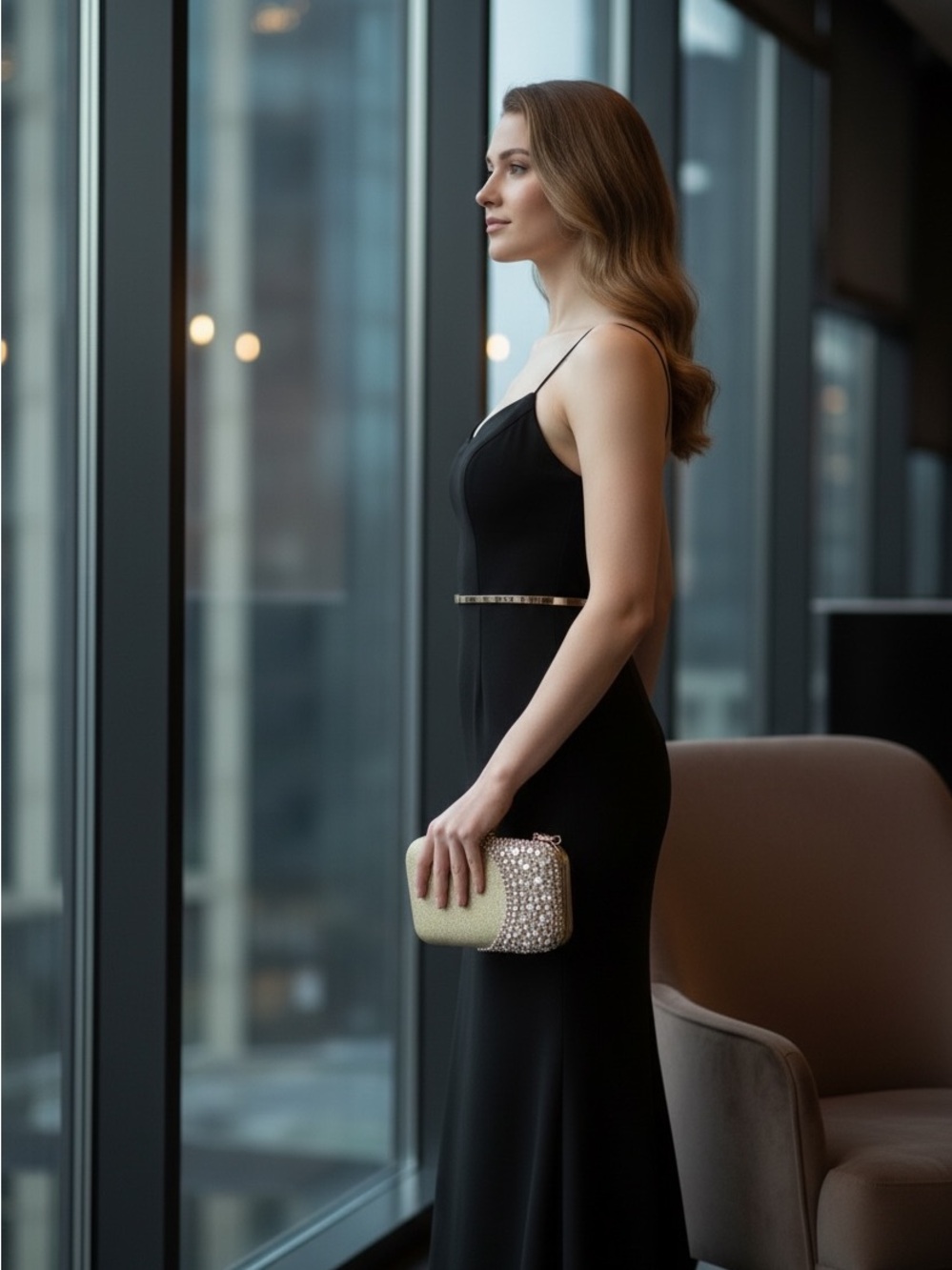 Gold Crystal Embellished Evening Clutch - Picture 4 of 11